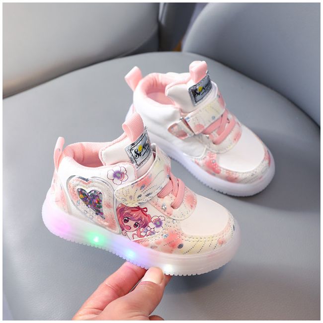 Adidasi albi cu luminite - Hearts MB809-2-c