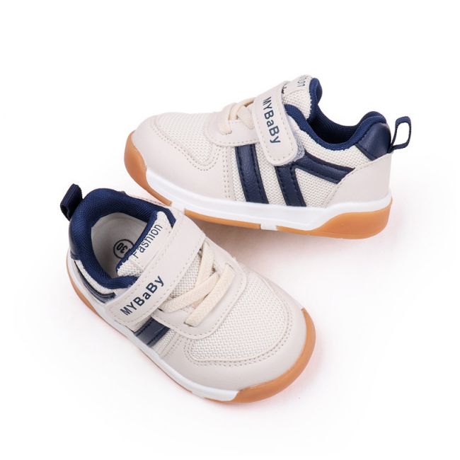 Adidasi ivoire cu insertii bleumarine - MyBaby MBMY2310-2-c