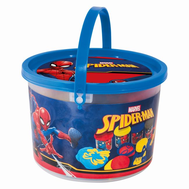 GALETUSA CU 4 BORCANASE DE PLASTILINA SI ACCESORII DE MODELAT SPIDERMAN VIV1045-03603