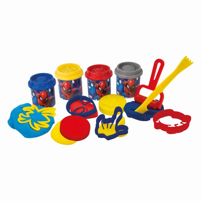 GALETUSA CU 4 BORCANASE DE PLASTILINA SI ACCESORII DE MODELAT SPIDERMAN VIV1045-03603