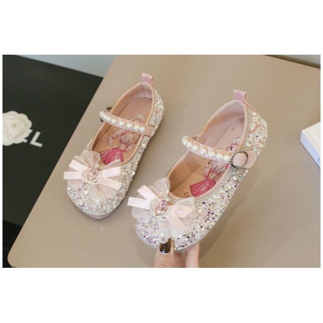 Pantofi roz cu strasuri, paiete si perlute - Princess MBXZ02-1