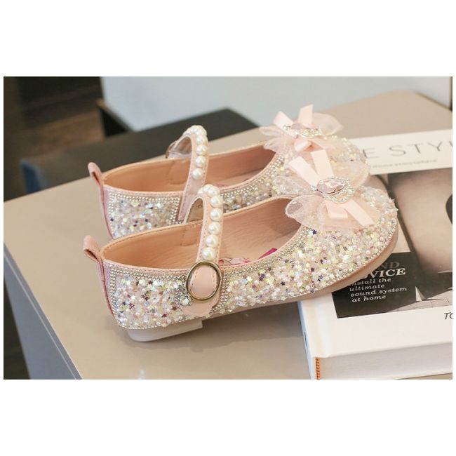 Pantofi roz cu strasuri, paiete si perlute - Princess MBXZ02-1