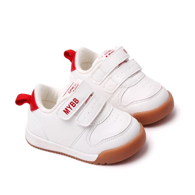 Adidasi albi cu rosu - My fashion MDMY22-14-2-c