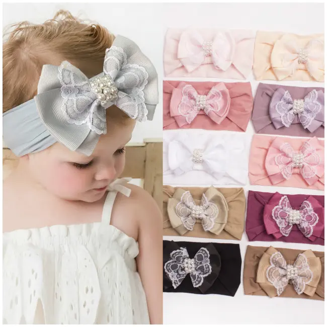 Bentita lata cu fundita cu perlute aplicata MB23043-cd