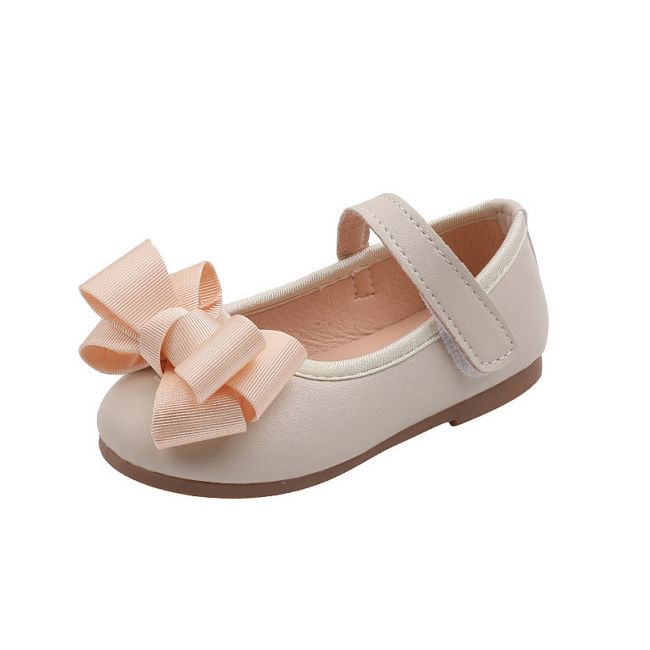 Pantofi crem cu fundita roz banan MD231818-2-p31