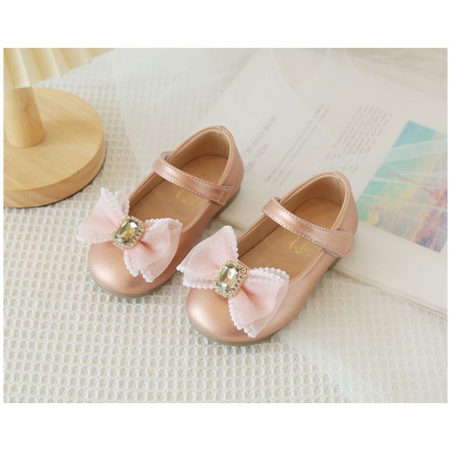 Pantofi roz pudra sidefat cu fundita MBV527-2-p31c