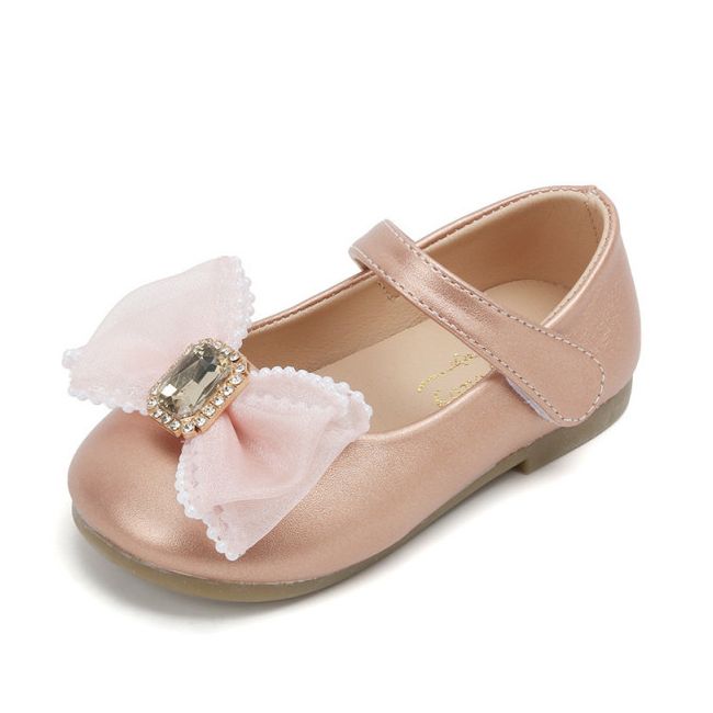 Pantofi roz pudra sidefat cu fundita MBV527-2-p31c