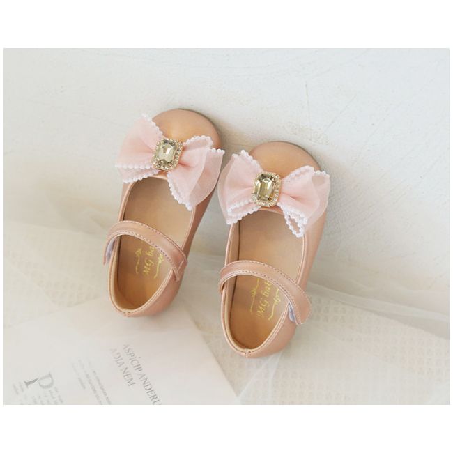 Pantofi roz pudra sidefat cu fundita MBV527-2-p31c