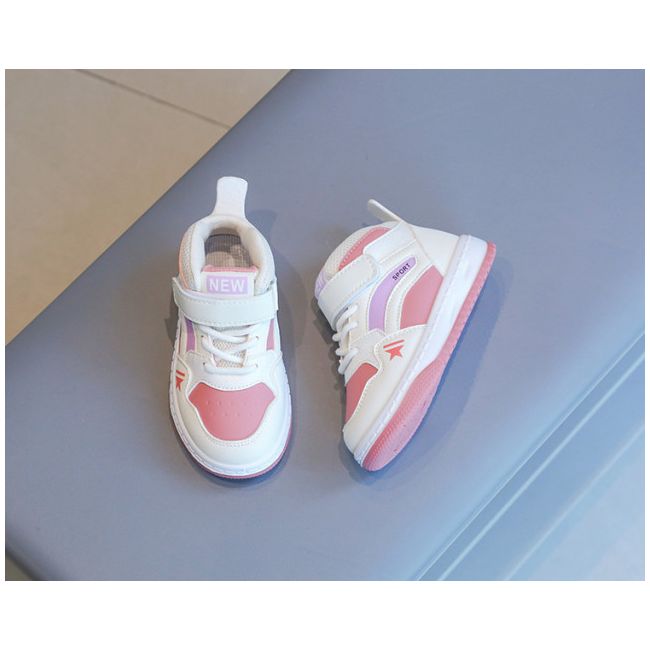Adidasi albi cu roz pudra si insertii lila - New fashion MDTX-635-2-sa51