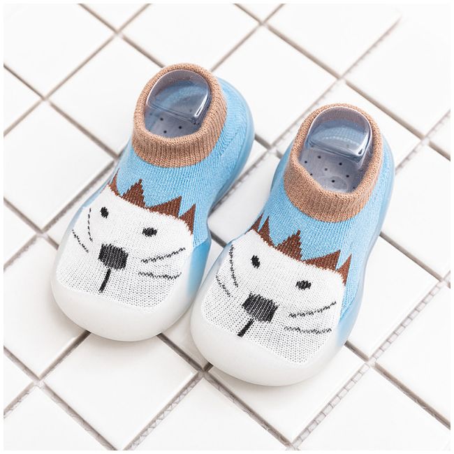 Mocasini bleu cu talpa antiderapanta - Animalutul alb ADC03-1