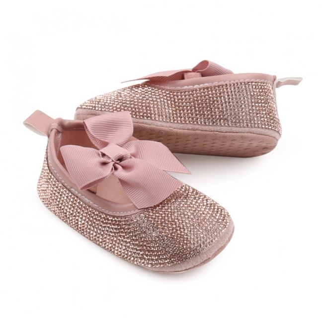 Pantofiori de ocazie cu strasuri aurii pentru bebeluse MBBBW3204-3