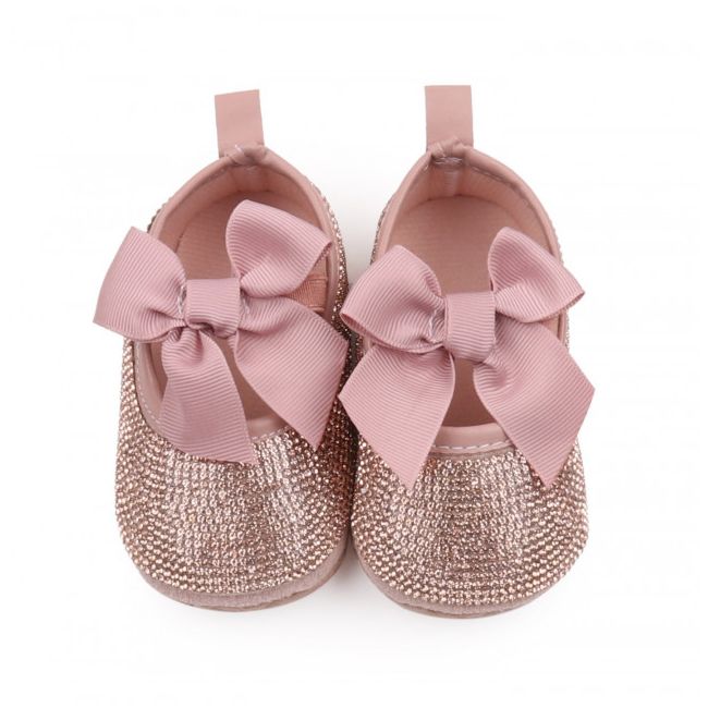 Pantofiori de ocazie cu strasuri aurii pentru bebeluse MBBBW3204-3