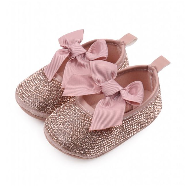 Pantofiori de ocazie cu strasuri aurii pentru bebeluse MBBBW3204-3