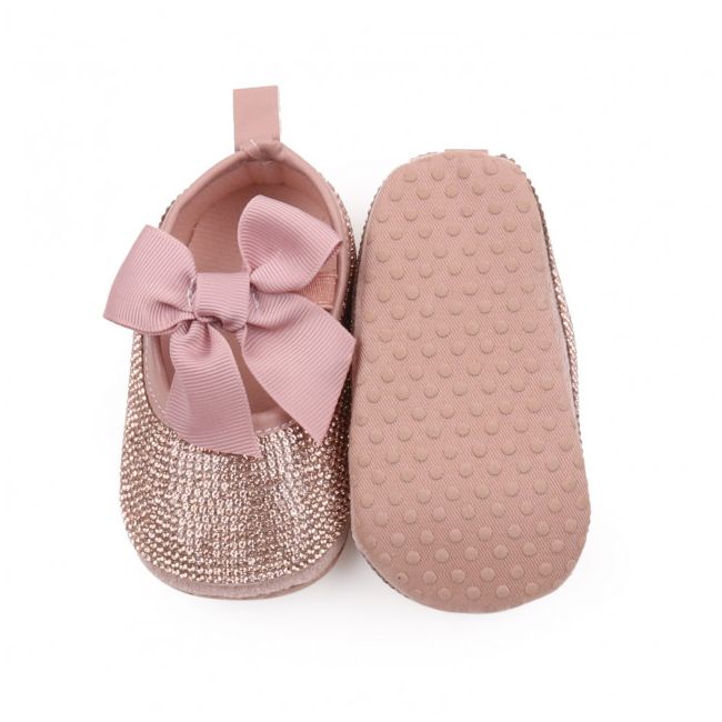 Pantofiori de ocazie cu strasuri aurii pentru bebeluse MBBBW3204-3