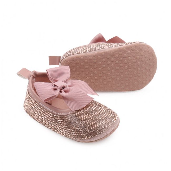 Pantofiori de ocazie cu strasuri aurii pentru bebeluse MBBBW3204-3