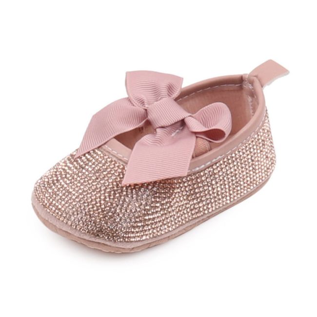 Pantofiori de ocazie cu strasuri aurii pentru bebeluse MBBBW3204-3