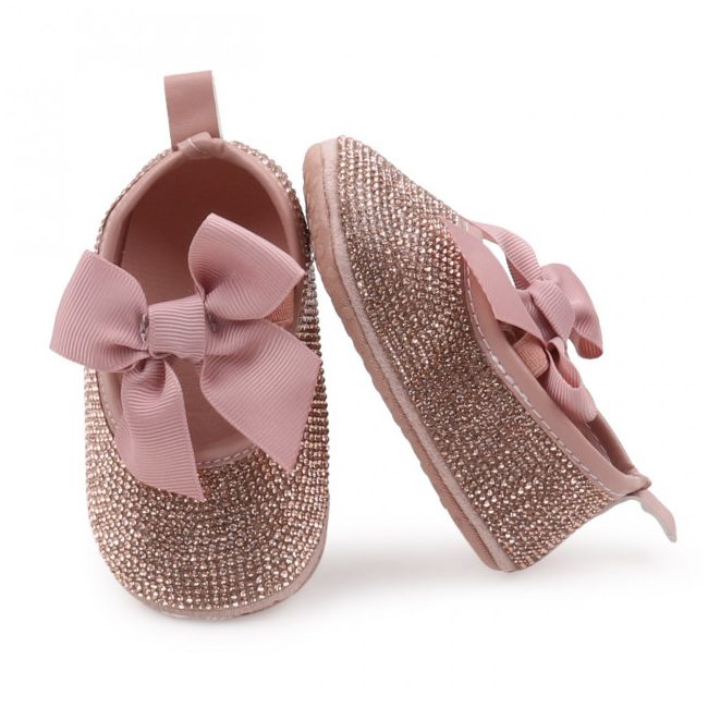 Pantofiori de ocazie cu strasuri aurii pentru bebeluse MBBBW3204-3