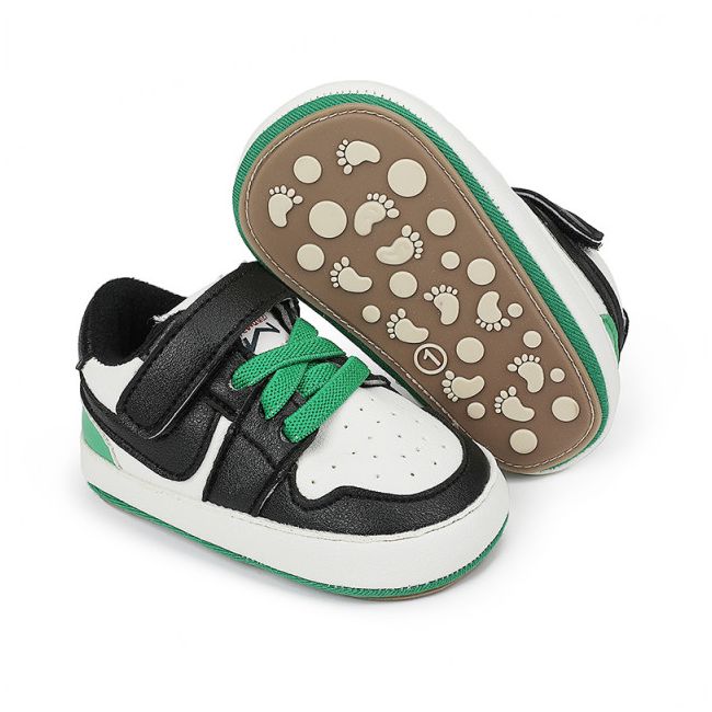 Adidasi albi cu negru si verde - Smart MB9812-1-sa1