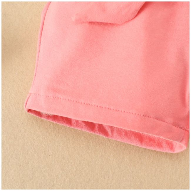 Costumas cu bluzita cu volane si pantalonasi scurti roz MBRZ020-1-DE