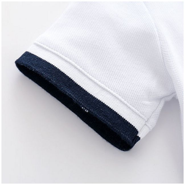 Costumas cu body alb tip polo pentru baietei AM202303303-R1