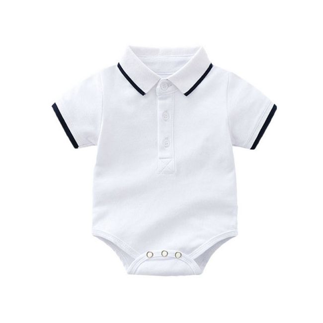 Costumas cu body alb tip polo pentru baietei AM202303303-R1