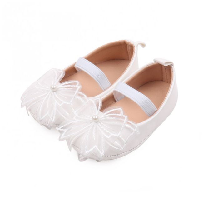 Pantofiori albi cu fundita dantelata MBBBW3098-1-p01