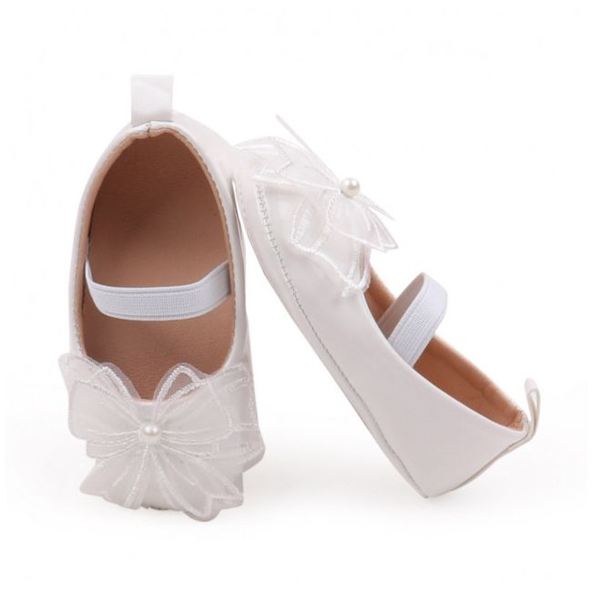 Pantofiori albi cu fundita dantelata MBBBW3098-1-p01