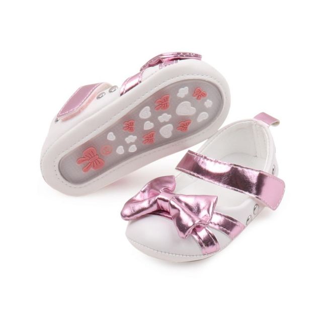 Pantofiori albi cu fundita lila sidefat LIBBW3095-1-c1