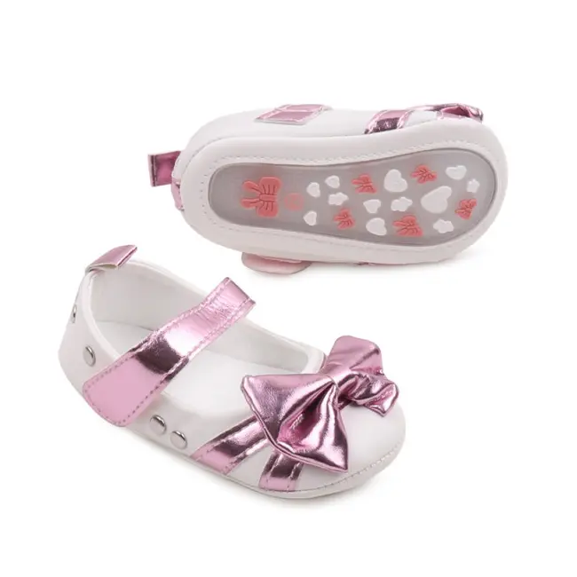 Pantofiori albi cu fundita lila sidefat LIBBW3095-1-c1