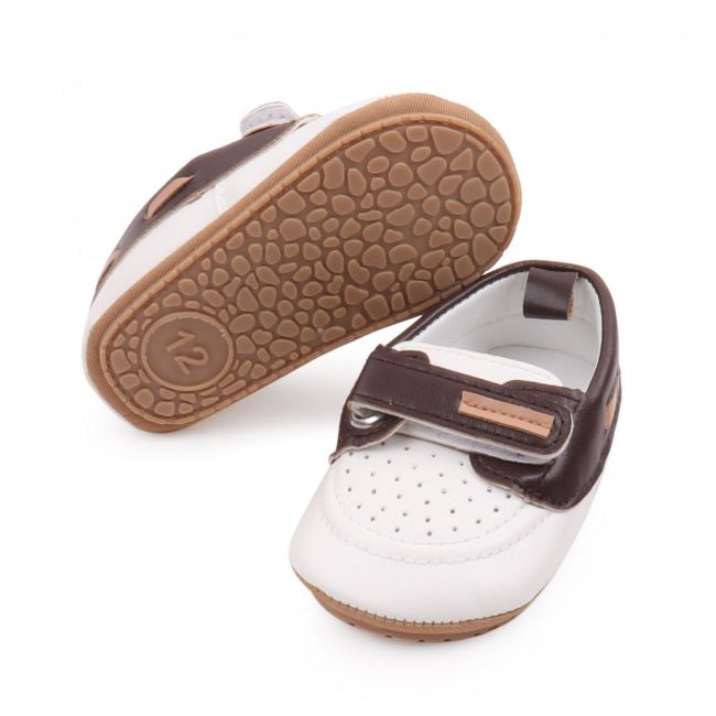 Pantofiori albi cu maro de ocazie pentru baietei MBBBW3100-3-c5