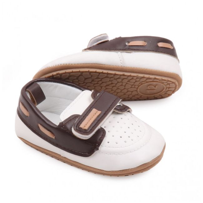 Pantofiori albi cu maro de ocazie pentru baietei MBBBW3100-3-c5