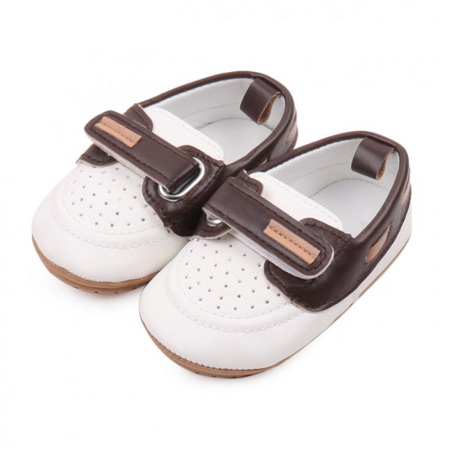 Pantofiori albi cu maro de ocazie pentru baietei MBBBW3100-3-c5