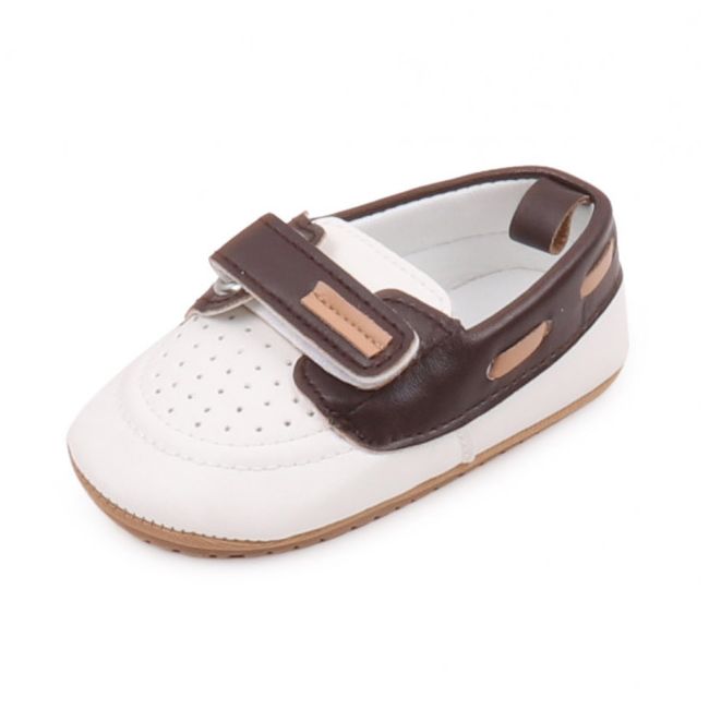 Pantofiori albi cu maro de ocazie pentru baietei MBBBW3100-3-c5