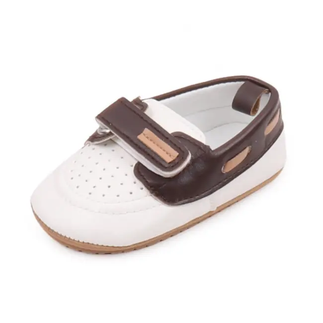 Pantofiori albi cu maro de ocazie pentru baietei MBBBW3100-3-c5