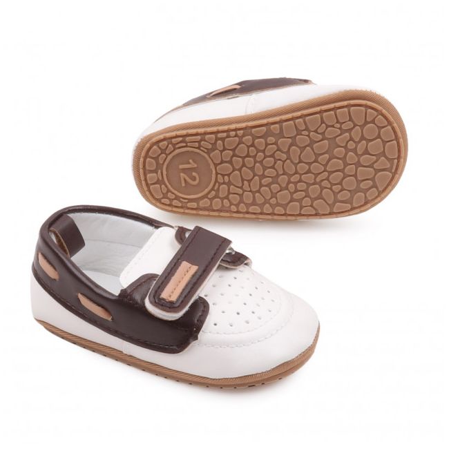 Pantofiori albi cu maro de ocazie pentru baietei MBBBW3100-3-c5