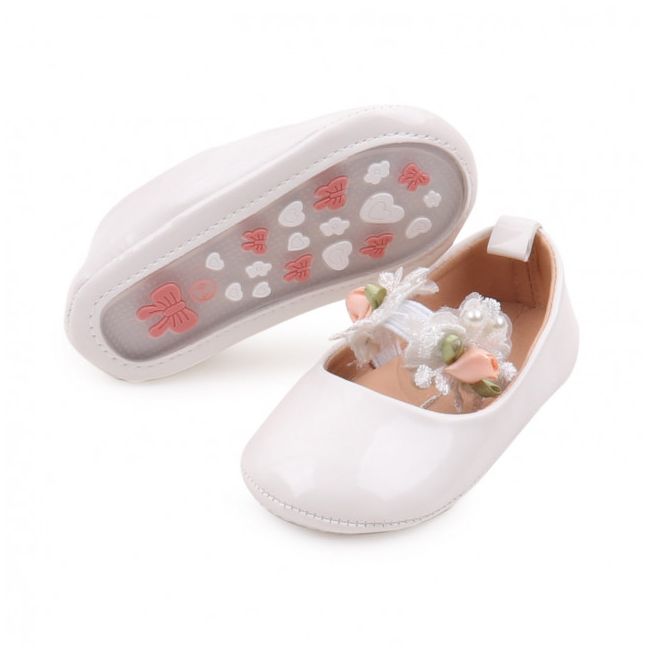 Pantofiori albi pentru fetite - Roses MBBBW3099-3-sa1