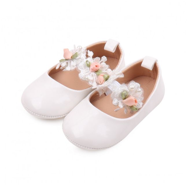 Pantofiori albi pentru fetite - Roses MBBBW3099-3-sa1