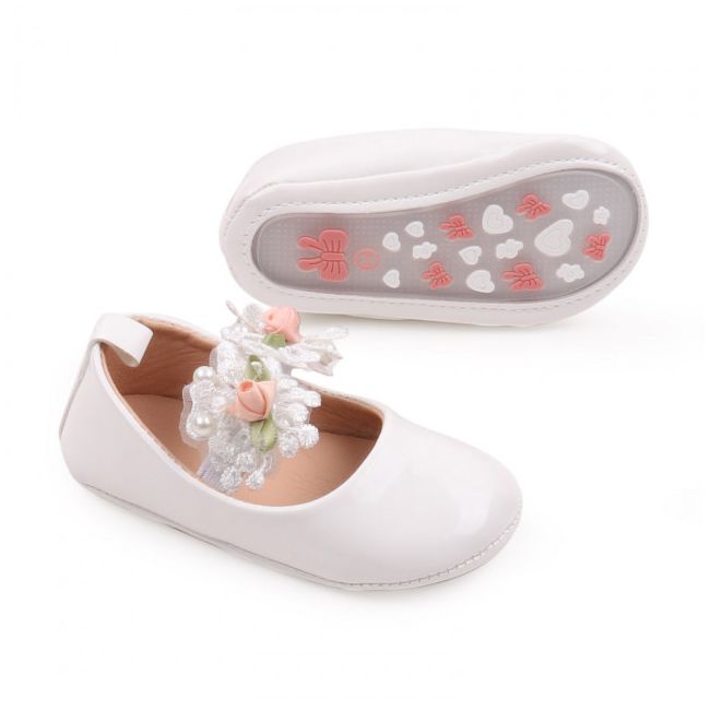 Pantofiori albi pentru fetite - Roses MBBBW3099-3-sa1