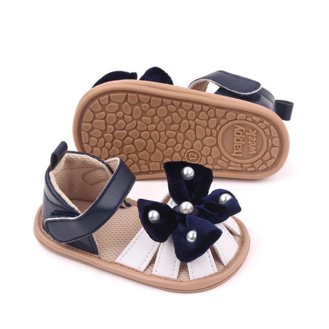 Sandalute bleumarine cu alb - Velvet bow MDBB3015-1-p33