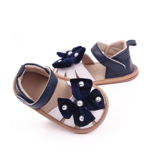 Sandalute bleumarine cu alb - Velvet bow MDBB3015-1-p33