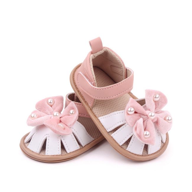 Sandalute roz cu alb - Velvet bow MBBB3015-3-p33