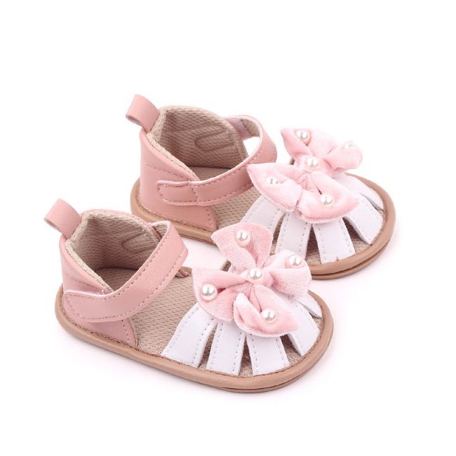 Sandalute roz cu alb - Velvet bow MBBB3015-3-p33