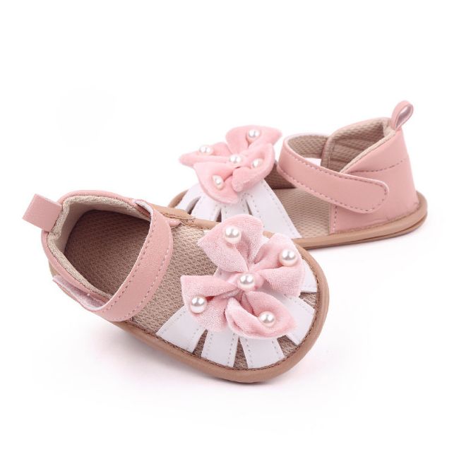 Sandalute roz cu alb - Velvet bow MBBB3015-3-p33
