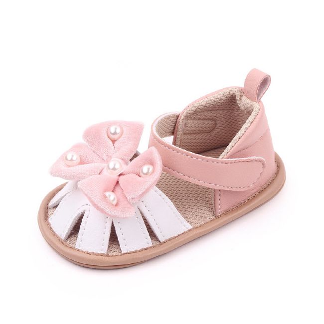 Sandalute roz cu alb - Velvet bow MBBB3015-3-p33