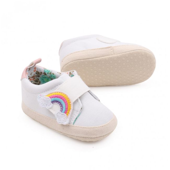 Tenisi albi pentru fetite - curcubeu (marime disponibila: 3-6 luni (marimea 18 incaltaminte)) mbbyq3181-3-p13.3-6 luni (marimea 18 incaltaminte)