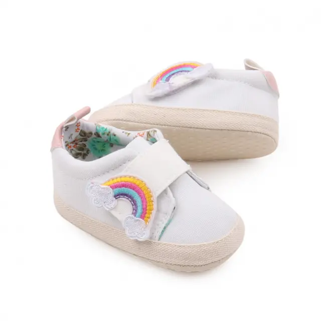 Tenisi albi pentru fetite - curcubeu (marime disponibila: 6-9 luni (marimea 19 incaltaminte)) mbbyq3181-3-p13.6-9 luni (marimea 19 incaltaminte)