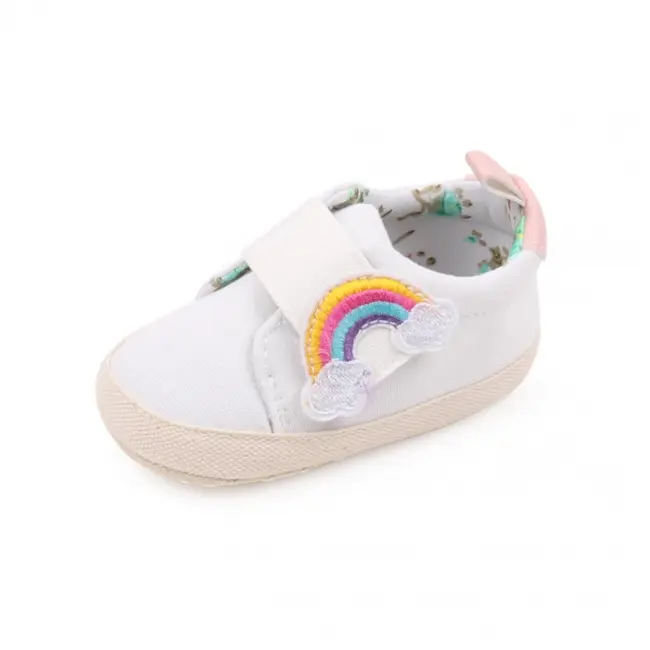 Tenisi albi pentru fetite - curcubeu (marime disponibila: 6-9 luni (marimea 19 incaltaminte)) mbbyq3181-3-p13.6-9 luni (marimea 19 incaltaminte)