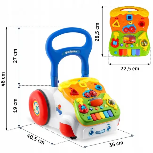 Antemergator 2 in 1 cu diverse activitati si muzica ricokids rk-744 - alb edeedi774400