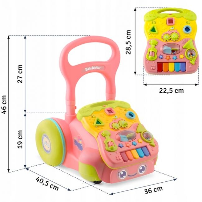 Antemergator 2 in 1 cu diverse activitati si muzica ricokids rk-744 - roz edeedi774402