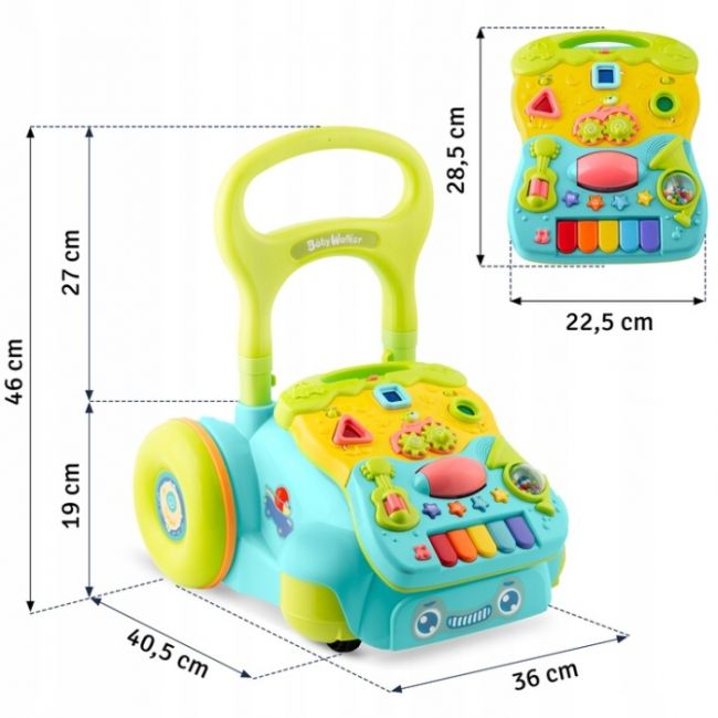 Antemergator 2 in 1 cu diverse activitati si muzica ricokids rk-744 - turcoaz edeedi774401